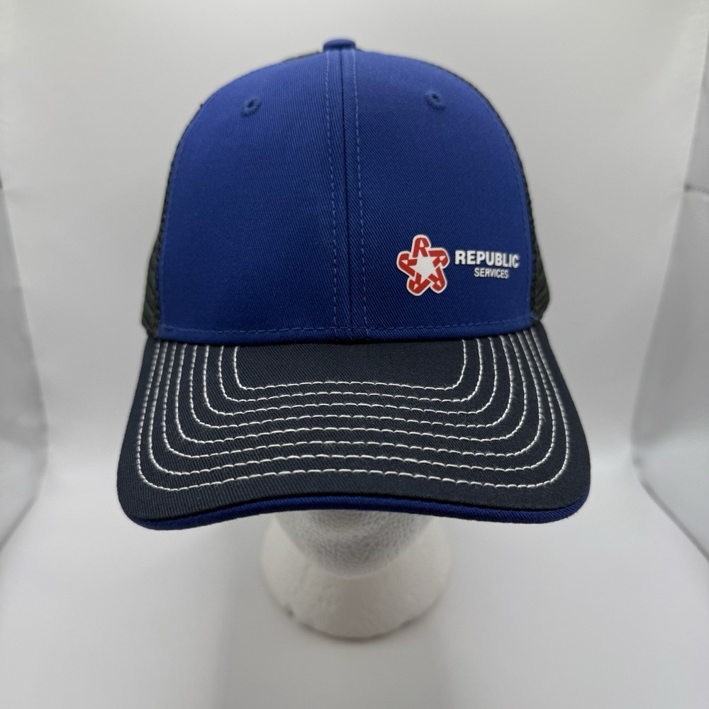 Republic Services Blue Black Mesh Trucker Hat Snapback Cap One Size